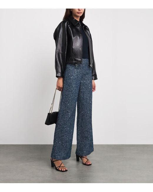 Sandro Blue Sequinned Tailored Trousers