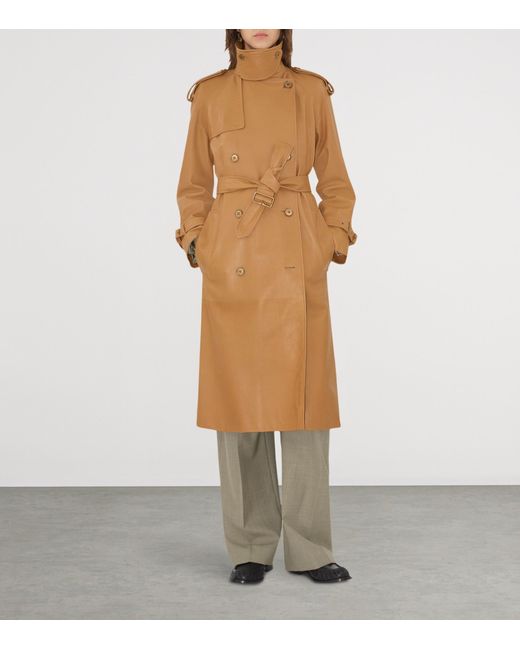 Burberry Natural Long Leather Castleford Trench Coat