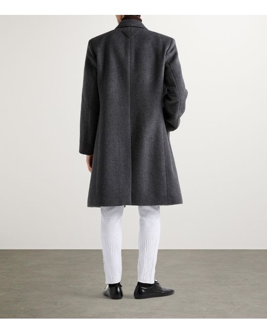 Prada Gray Wool Single-Breasted Coat for men
