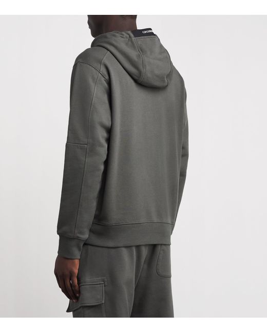 C P Company Gray Cotton Goggle-Pocket Hoodie for men