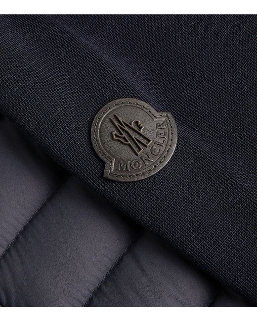 Moncler Blue Puffer-detail Zip-up Jacket for men