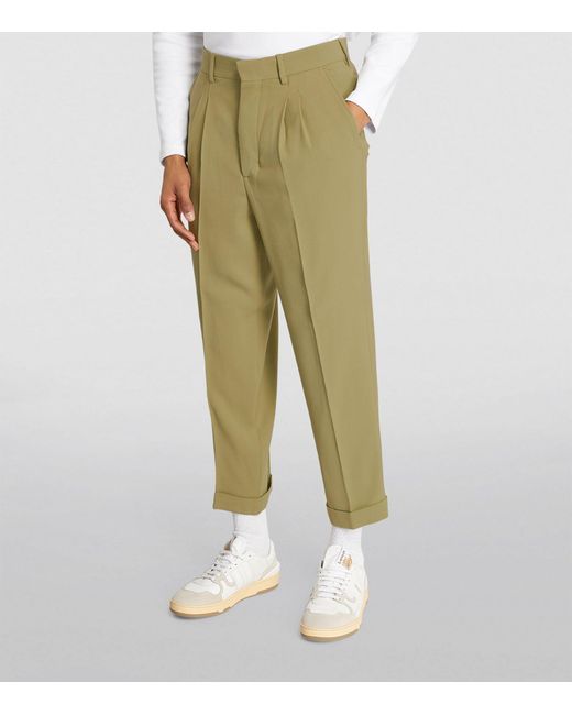 AMI Green Tailored Slim Trousers for men