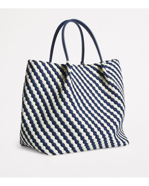 Harrods Blue Neoprene Woven East-West Tote Bag