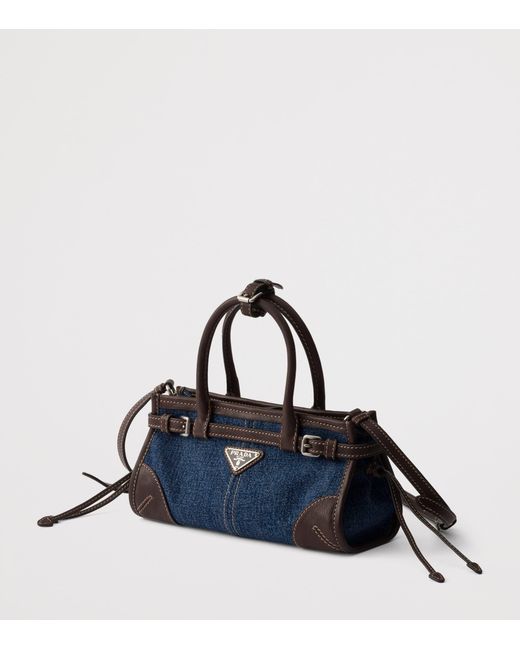Prada Blue Small Denim Bonnie Shoulder Bag