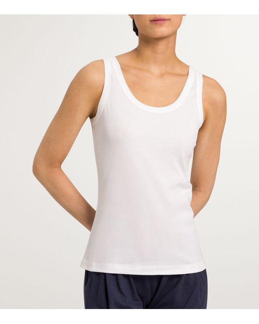Hanro White Cotton-Stretch Tank Top