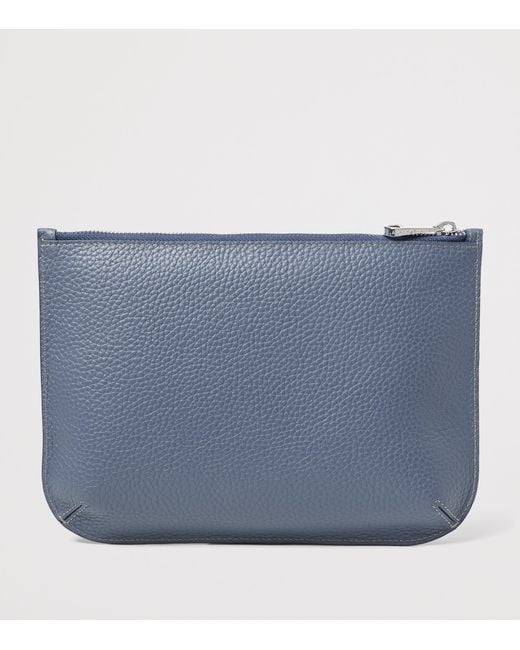 Aspinal Blue Large Leather Ella Pouch