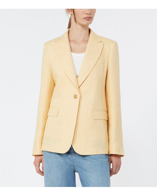 Weekend by Maxmara Natural Linen Single-Breasted Blazer