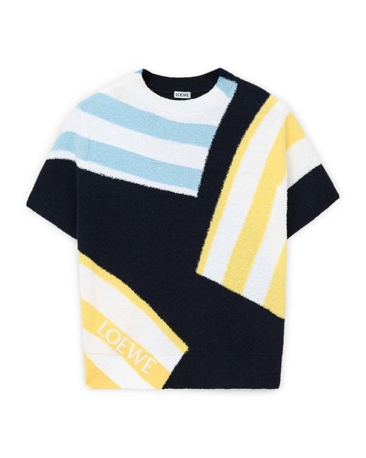 Loewe Blue Geometric Short-Sleeve Sweater