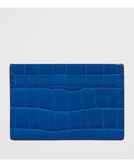 Smythson Blue Leather Mara Flat Card Holder