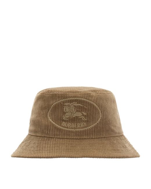 Burberry Brown Corduroy Knight Stamp Bucket Hat for men