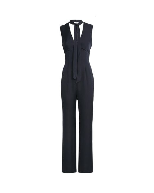 Claudie Pierlot Blue Satin Scarf-Neck Jumpsuit