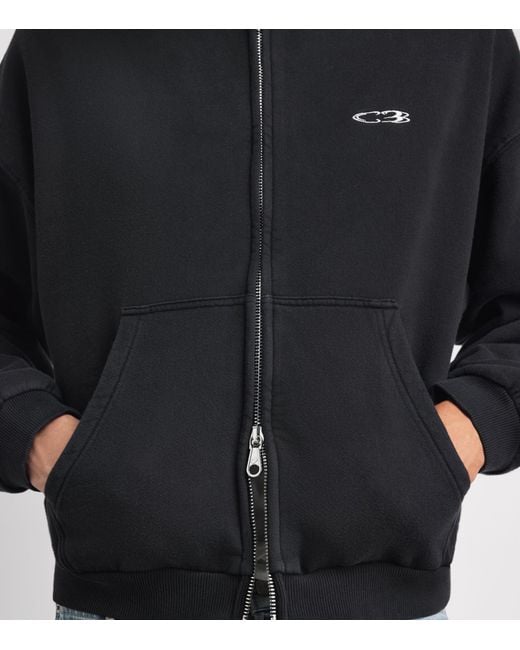 Cole Buxton Black Cotton Distressed Surf Hoodie for men