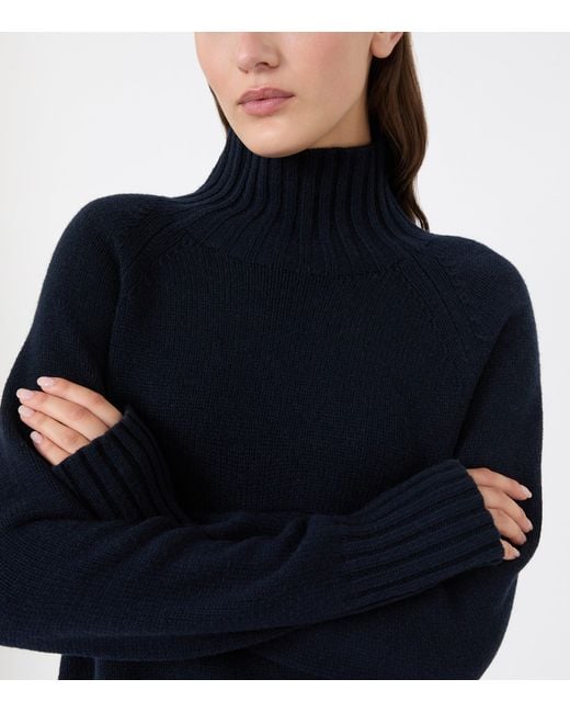 Max Mara Blue Wool-Cashmere High-Neck Sweater