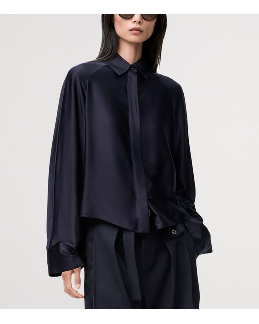 Loewe Blue Satin Cape Shirt