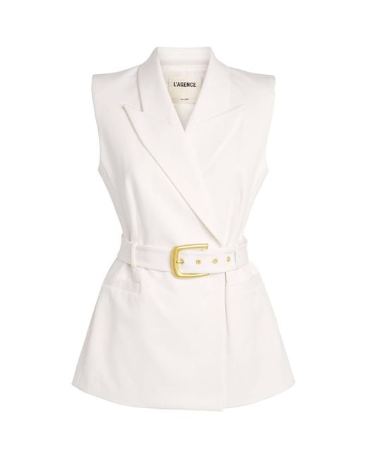 L'Agence White Belted Emerly Waistcoat