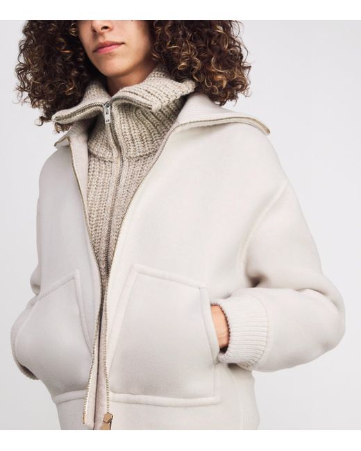 Agnona White Cashmere Bomber Jacket