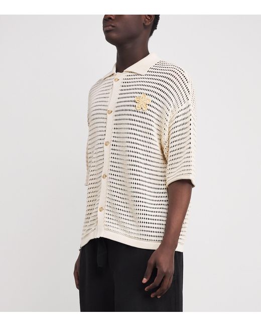 Commas Natural Crochet Floral Logo Polo Shirt for men