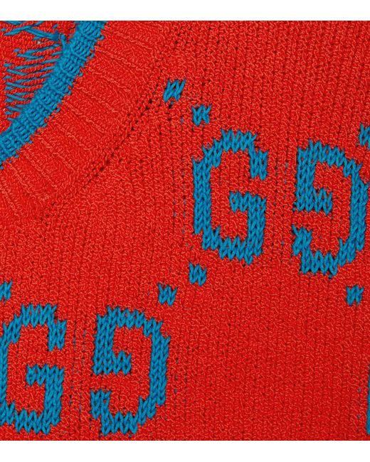 Gucci Red Gg Jacquard Sweater for men