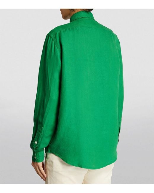 Polo Ralph Lauren Green Silk-linen Blend Long-sleeve Shirt for men