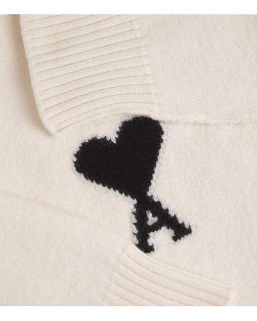 AMI White Wool Logo Sweater for men
