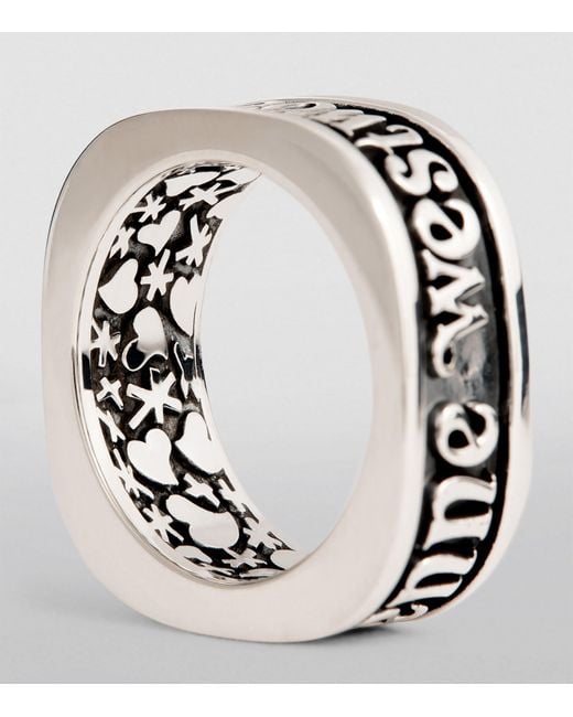 Vivienne Westwood Sterling Silver Scilly Ring in Black for