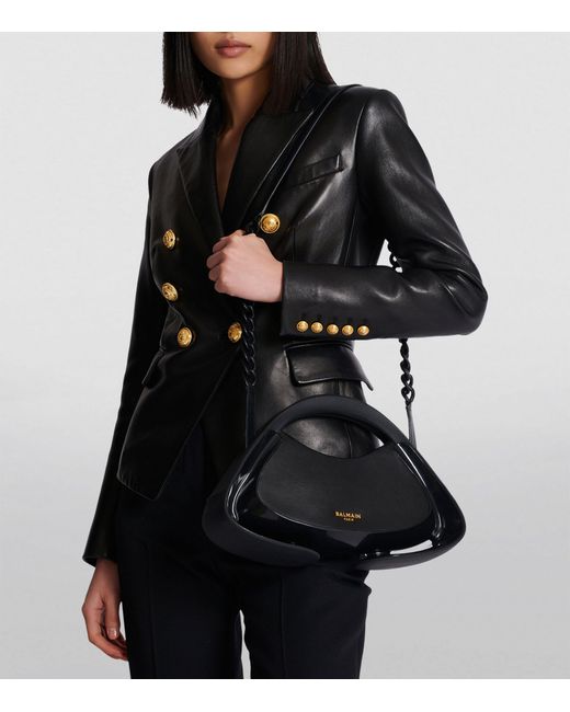 Balmain Black Medium Leather Jolie Madame Bag
