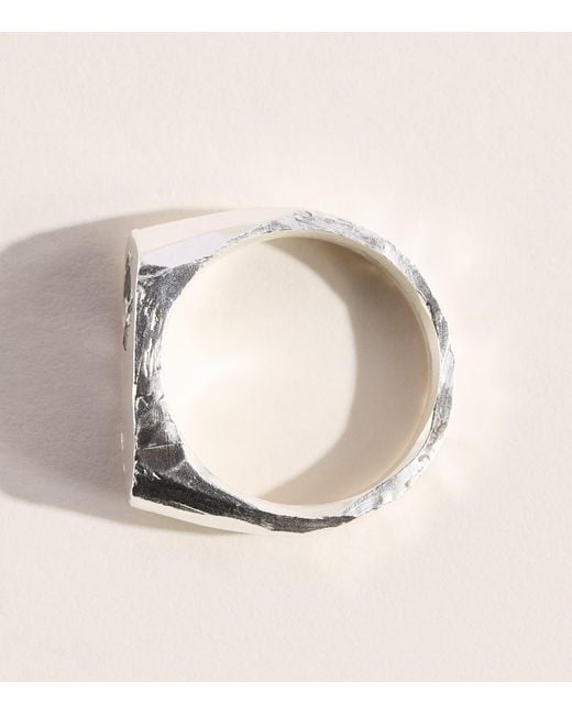 The Ouze Natural Sterling And Sapphire Oval Signet Ring for men