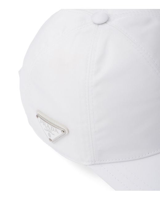 Prada White Logo-Plaque Nylon Baseball Cap for men