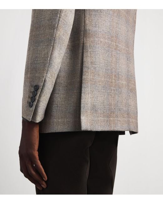 Pal Zileri Brown Cashmere Check Blazer for men
