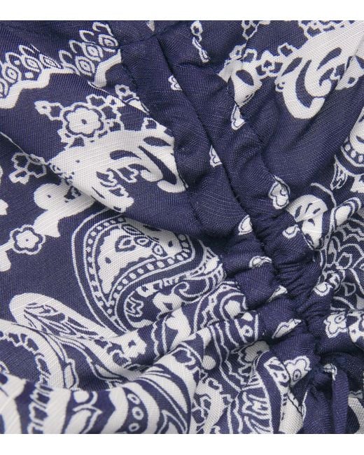 Sandro Blue Satin Bandana Print Mini Dress