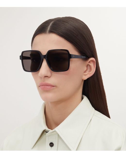 Bottega Veneta Black Rectangular Sunglasses