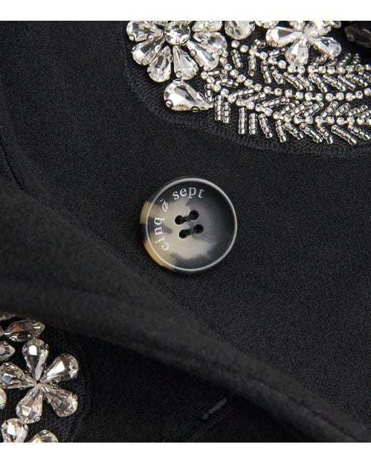 Cinq À Sept Black Crystal-Embellished Ivy Gravis Coat