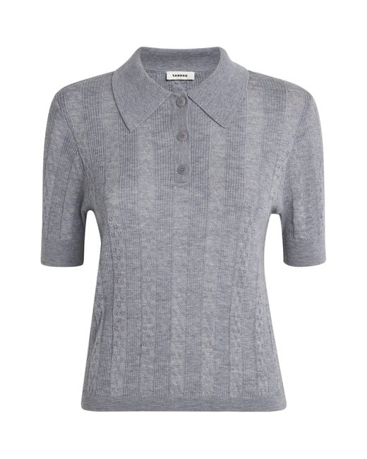 Sandro Gray Wool Polo Sweater