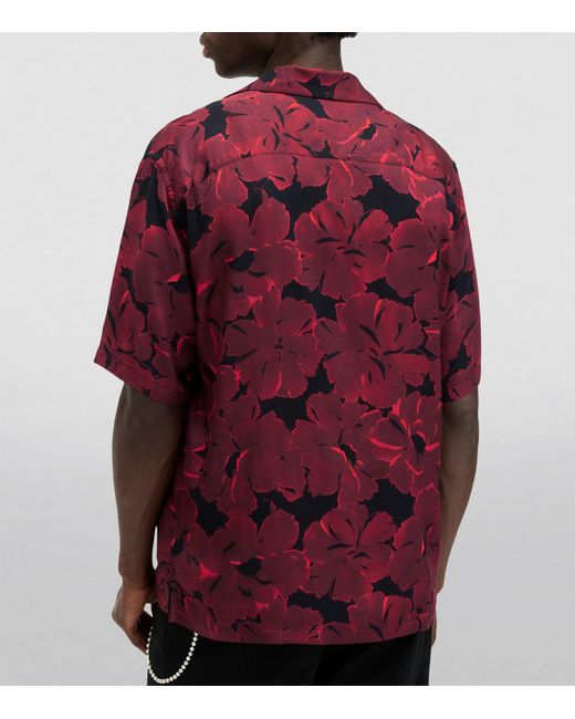 AllSaints Red Floral Print Kaza Shirt for men