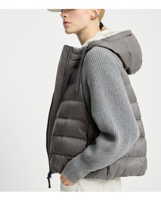 Brunello Cucinelli Gray Down Water-Resistant Padded Jacket