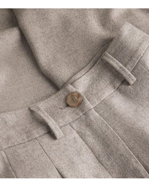 Colombo Gray Kid Cashmere Pleated Wide-Leg Trousers
