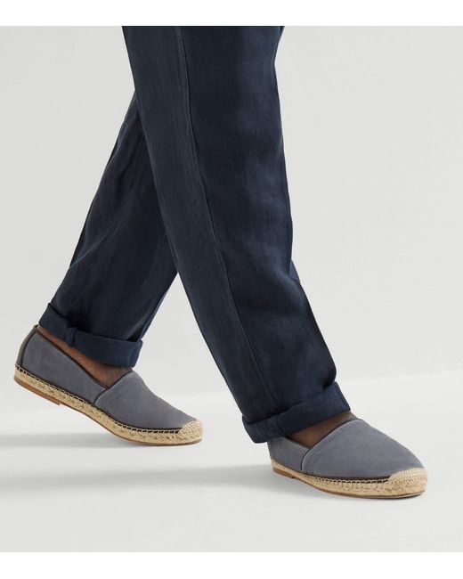 Brunello Cucinelli Blue Grained Calfskin Espadrilles