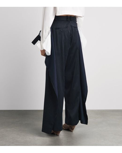Late for Work Blue Deconstructed Striped Tailored Trousers