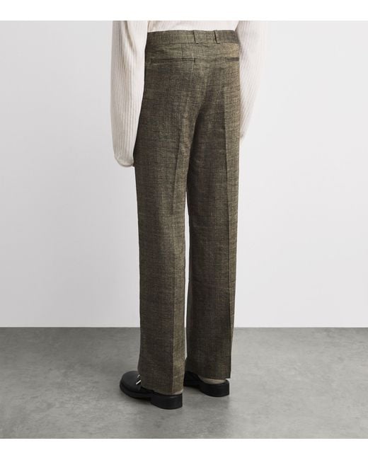 Our Legacy Gray Linen-Silk-Cotton Slack Straight Trousers for men
