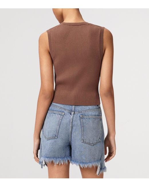 AllSaints Brown Cruz Rib Knit Waistcoat
