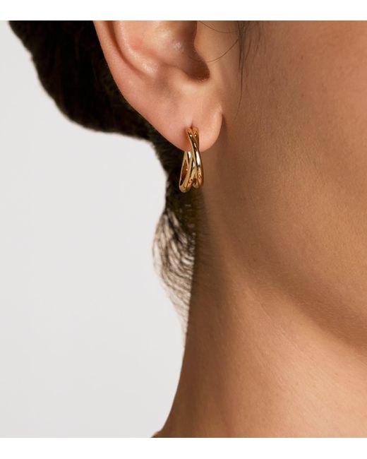 Astrid & Miyu Metallic Plated Crossover Illusion Hoop Earrings