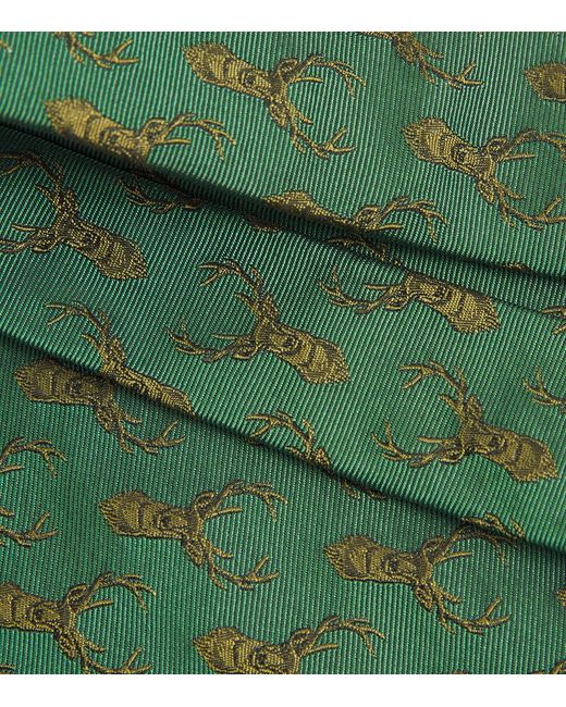 James Purdey & Sons Green Silk Stags Gaze Tie for men