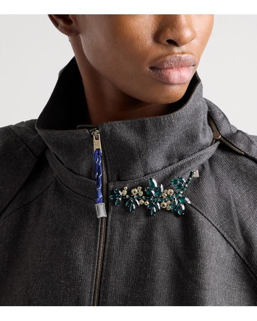 Prada Gray Wool Hopsack Hooded Jacket