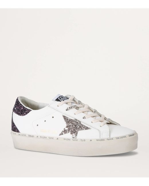 Golden Goose Deluxe Brand White Leather Embellished Hi Star Sneakers