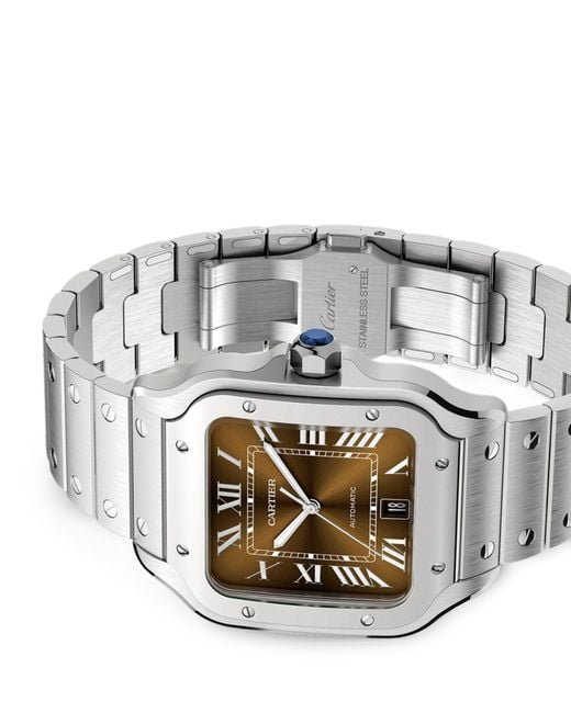 Cartier Gray Large Steel Santos De Watch 39.8mm
