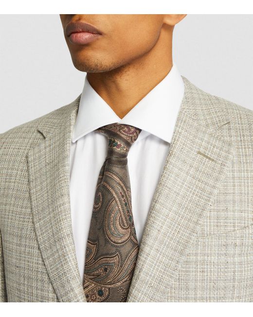 Ralph Lauren Purple Label Brown Cashmere-silk Paisley Tie for men