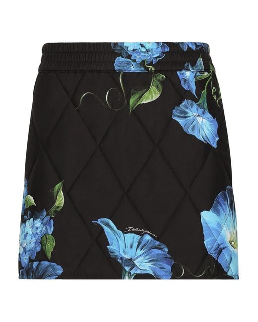 Dolce & Gabbana Black Floral Quilted Mini Skirt