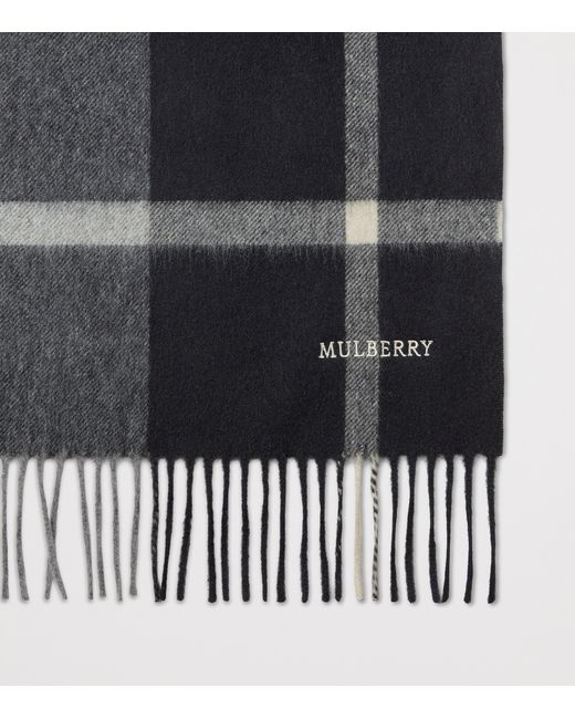Mulberry Gray Small Merino Wool Check Scarf