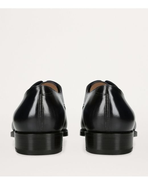 Santoni Black Leather Derby Shoes for men