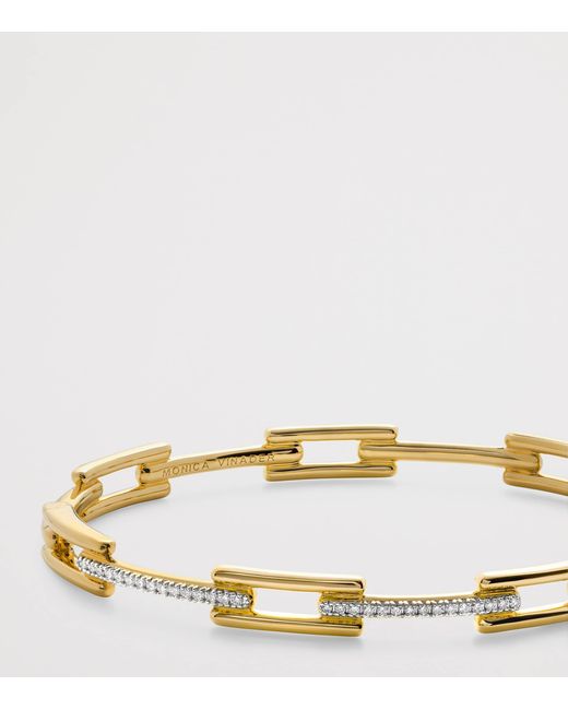 Monica Vinader Metallic Vermeil And Diamond Pavé Signature Link Bangle